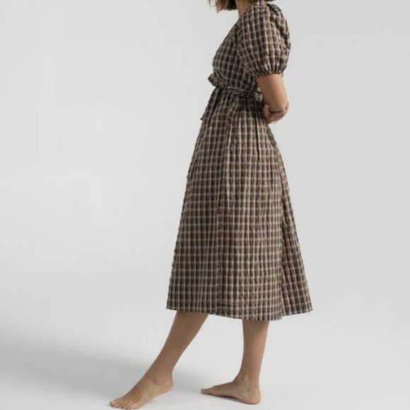 Baum und Pferdgarten Adalaine Checked Wrap Dress in Tabacco Gingham midi - Picture 5 of 16